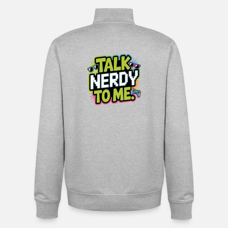 Parle-moi de nerd - Sweat zippé unisexe en coton bio Stanley/Stella - gris chiné