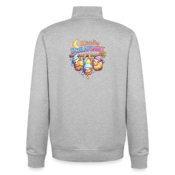 Offizielles Schlafshirt: Drei süße Faultiere - Unisex Organic Zip Sweatshirt von Stanley/Stella - Grau meliert - Hinten - AI Model Male 185 light (185cm)