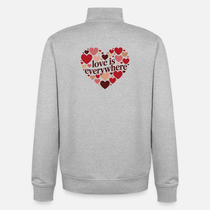 Love is Everywhere Heart design - Sweat zippé unisexe en coton bio Stanley/Stella - gris chiné