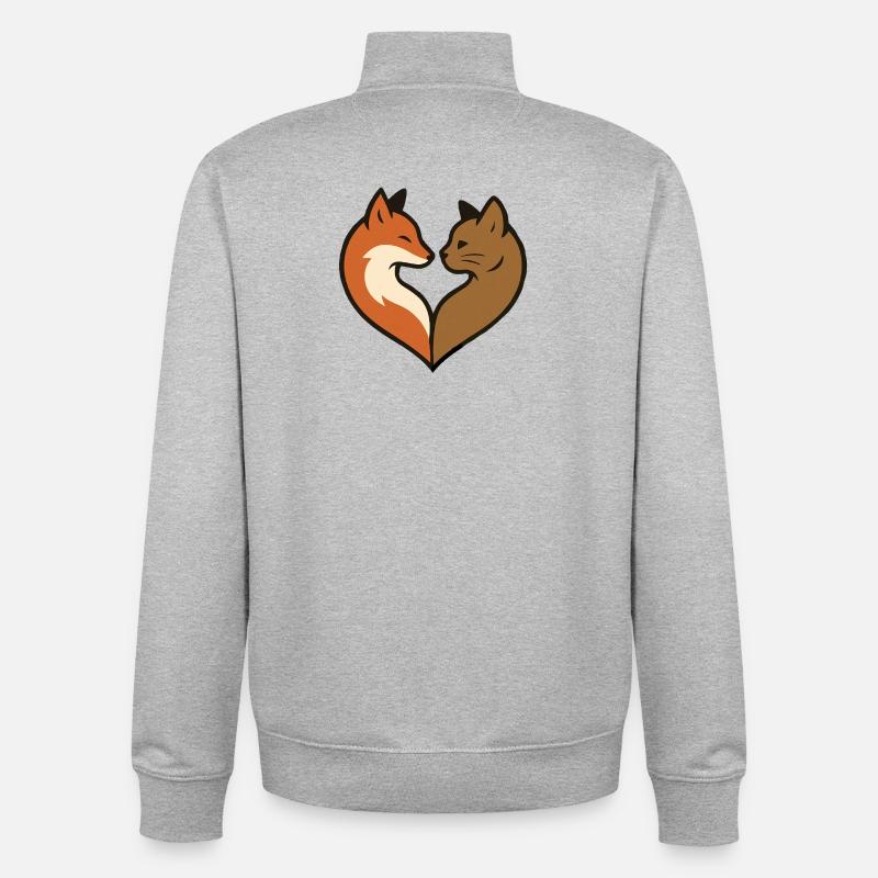 Forme de cœur d’animal - Sweat zippé unisexe en coton bio Stanley/Stella - gris chiné