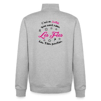 July Birthday - The Fairies Don't Shit! - Unisex Organic Zip Sweatshirt by Stanley/Stella - heather grey - Back - AI Model Male 185 light (185cm)