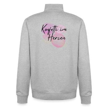 Konfetti im Herzen  - Unisex Organic Zip Sweatshirt von Stanley/Stella - Grau meliert - Hinten - AI Model Male 185 light (185cm)