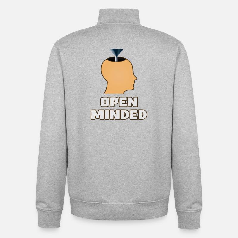 Open Minded - Offener Geist - Sweat zippé unisexe en coton bio Stanley/Stella - gris chiné