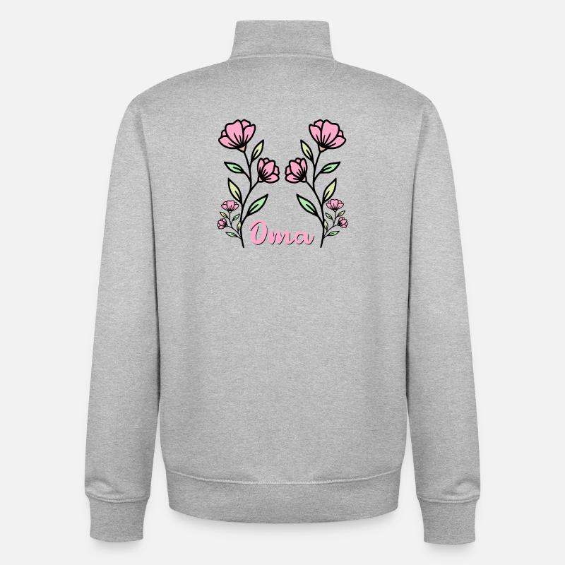 Bouquet - Fleurs pour grand-mère - Sweat zippé unisexe en coton bio Stanley/Stella - gris chiné