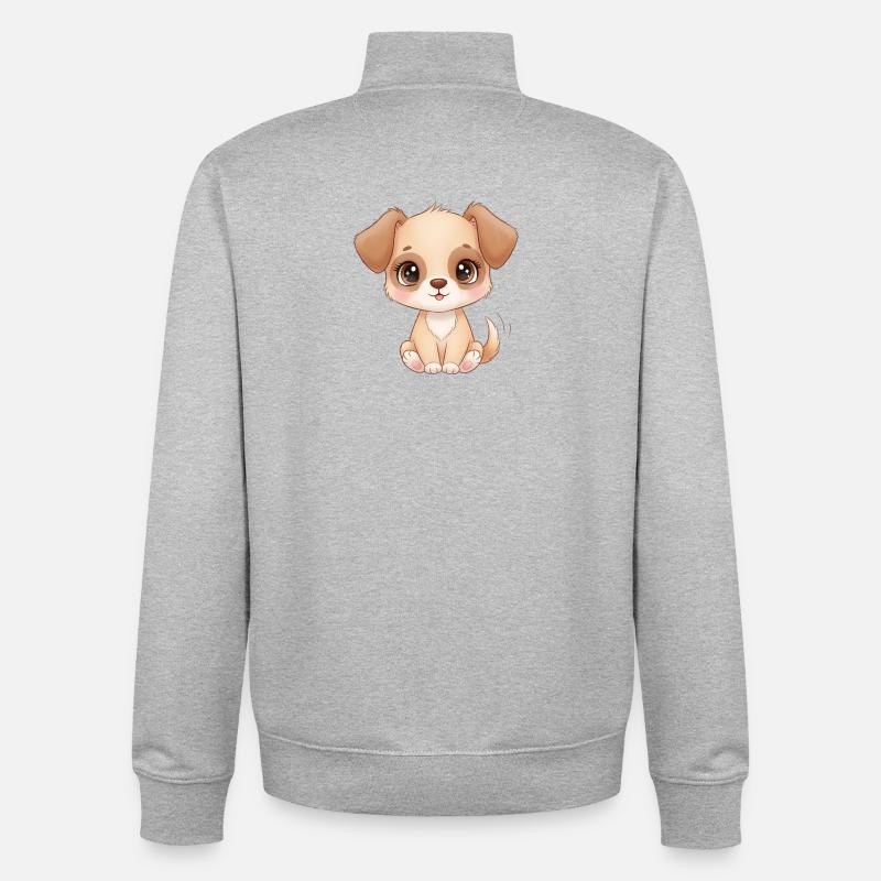 Charme de chiot mignon - Sweat zippé unisexe en coton bio Stanley/Stella - gris chiné