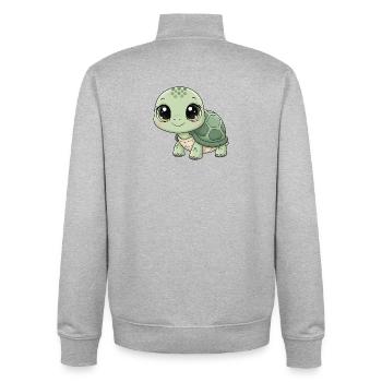 Mintgrüne Kuschelturtle - Unisex Organic Zip Sweatshirt von Stanley/Stella - Grau meliert - Hinten - AI Model Male 185 light (185cm)