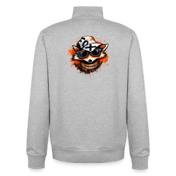 Cool fox with cap and sunglasses - Unisex Organic Zip Sweatshirt by Stanley/Stella - heather grey - Back - AI Model Male 185 light (185cm)