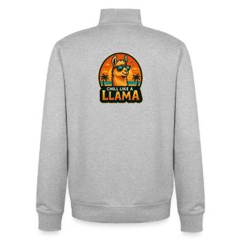 Détends comme un lama - Sweat zippé unisexe en coton bio Stanley/Stella - gris chiné - Dos - AI Model Male 185 light (185cm)