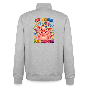 Party Schwein Kostüm Karneval Silvester Fasching - Unisex Organic Zip Sweatshirt von Stanley/Stella - Grau meliert - Hinten - AI Model Male 185 light (185cm)