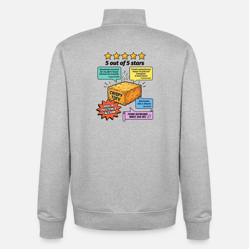Crispy Tofu 5 Sterne Bewertung - Unisex Organic Zip Sweatshirt von Stanley/Stella - Grau meliert