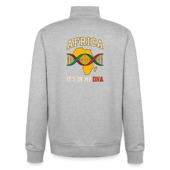 L’Afrique dans mon ADN : la fierté panafricaine - Sweat zippé unisexe en coton bio Stanley/Stella - gris chiné - Dos - AI Model Male 185 light (185cm)