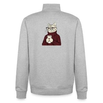 Sophisticated Coffee Cat  - Unisex Organic Zip Sweatshirt von Stanley/Stella - Grau meliert - Hinten - AI Model Male 185 light (185cm)