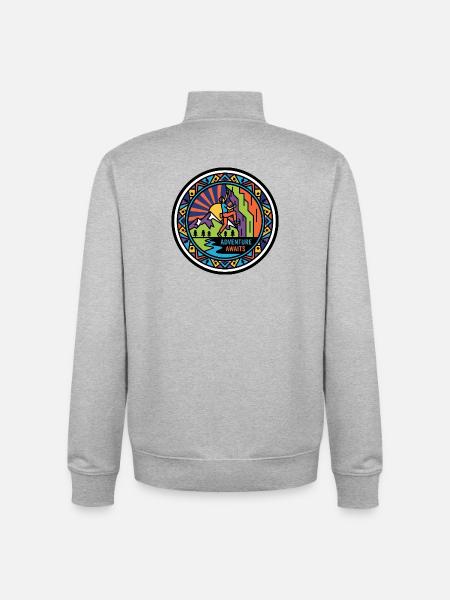 Climbing Adventure Mountains Climbing Wall Motif - Unisex Organic Zip Sweatshirt by Stanley/Stella - heather grey