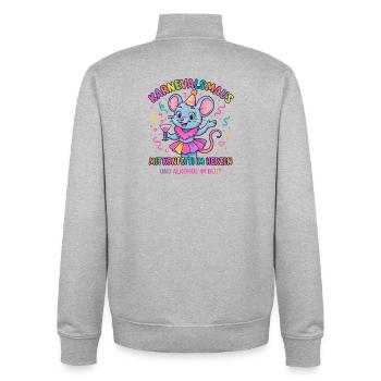 Karneval Maus Konfetti Herz Spruch Fastnacht  - Unisex Organic Zip Sweatshirt von Stanley/Stella - Grau meliert - Hinten - AI Model Male 185 light (185cm)