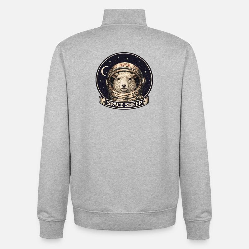 Astronaute mouton de l’espace - Sweat zippé unisexe en coton bio Stanley/Stella - gris chiné