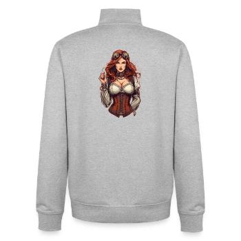 Steam Punk Beautiful Women Steampunk - Unisex Organic Zip Sweatshirt by Stanley/Stella - heather grey - Back - AI Model Male 185 light (185cm)