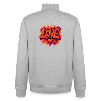 Amour - Cœur - Saint Valentin - Mariage - Sweat zippé unisexe en coton bio Stanley/Stella - gris chiné - Dos - AI Model Male 185 light (185cm)