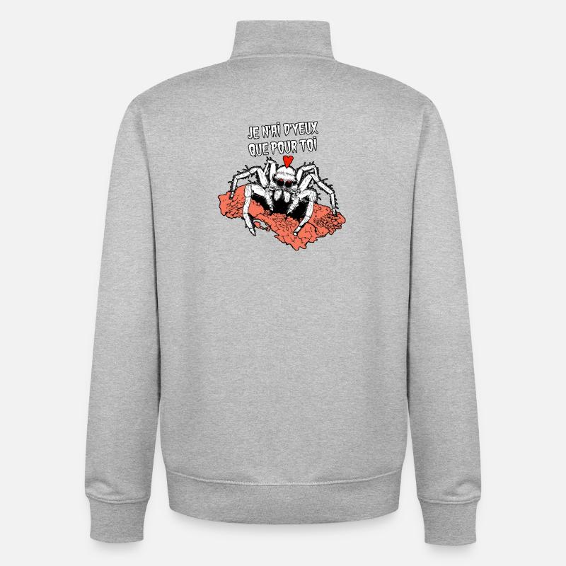 I ONLY HAVE EYES FOR YOU! (spider) - Unisex Organic Zip Sweatshirt by Stanley/Stella - heather grey