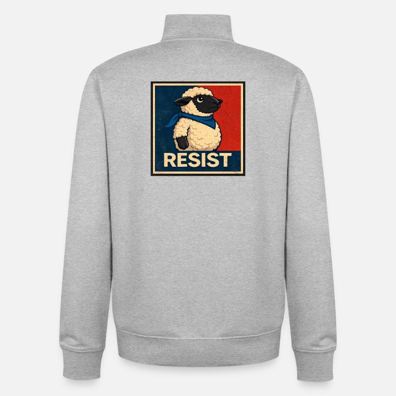 Affiche Resistance Lamb - Sweat zippé unisexe en coton bio Stanley/Stella - gris chiné