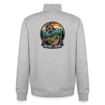 Freeride Legenden Mountainbike Enduro MTB Motiv - Unisex Organic Zip Sweatshirt von Stanley/Stella - Grau meliert - Hinten - AI Model Male 185 light (185cm)