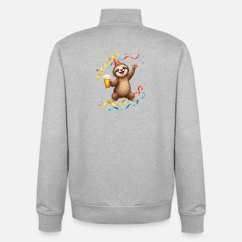 Faultier Party Feier mit Bier - Unisex Organic Zip Sweatshirt von Stanley/Stella - Grau meliert