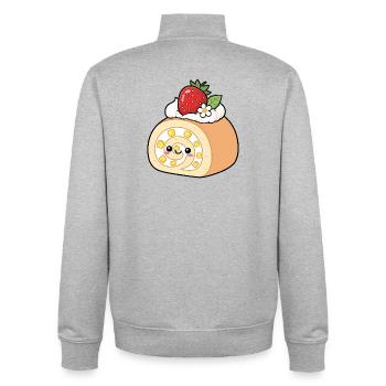Sweet Strawberry Roll Kawaii - Unisex Organic Zip Sweatshirt by Stanley/Stella - heather grey - Back - AI Model Male 185 light (185cm)