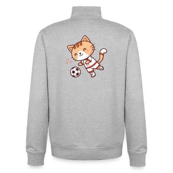 Bezaubernde Fußballer-Katze - Unisex Organic Zip Sweatshirt von Stanley/Stella - Grau meliert - Hinten - AI Model Male 185 light (185cm)