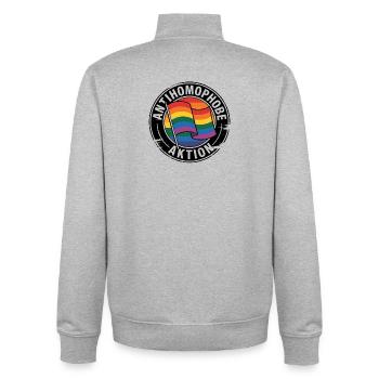 Antihomophobe Aktion - Gegen Rechts - Unisex Organic Zip Sweatshirt von Stanley/Stella - Grau meliert - Hinten - AI Model Male 185 light (185cm)