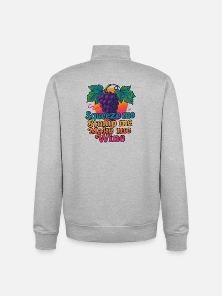 Grapes Squeeze Stomp Make Wine - Unisex Organic Zip Sweatshirt by Stanley/Stella - heather grey