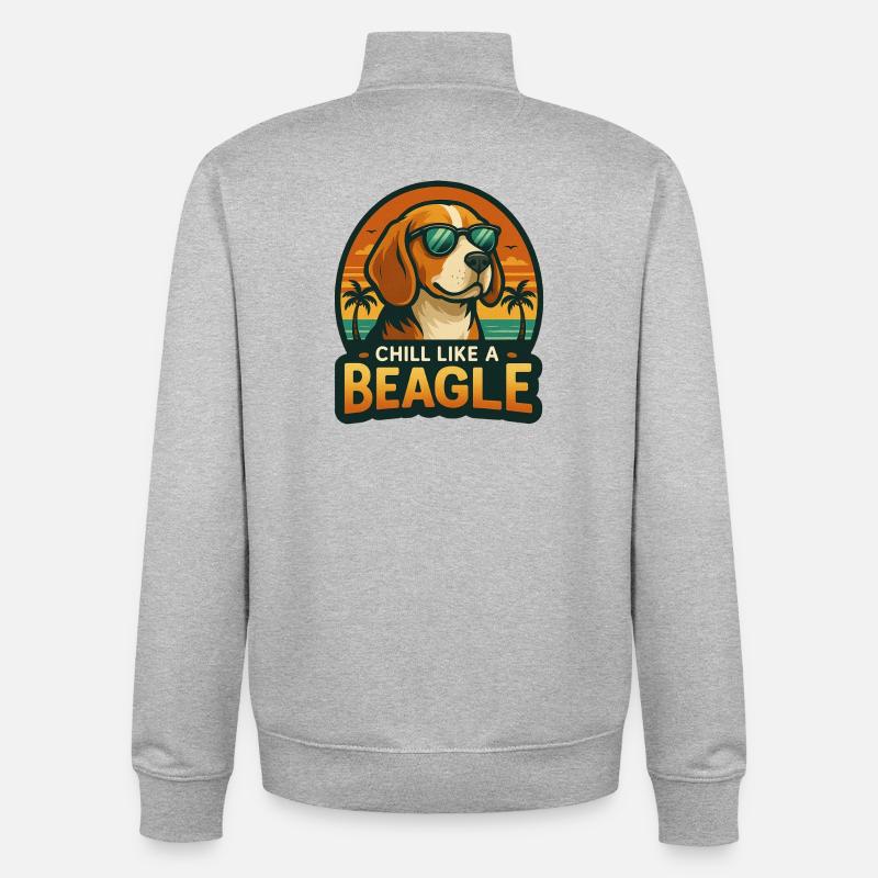 Détendez-vous comme un beagle - Sweat zippé unisexe en coton bio Stanley/Stella - gris chiné