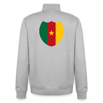 Cameroun fier drapeau - Sweat zippé unisexe en coton bio Stanley/Stella - gris chiné - Dos - AI Model Male 185 light (185cm)