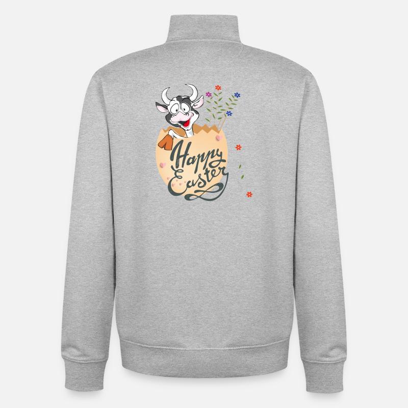 Joyeuses Pâques - Sweat zippé unisexe en coton bio Stanley/Stella - gris chiné