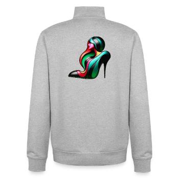 Optical Illusion High Heel Woman Art - Unisex Organic Zip Sweatshirt by Stanley/Stella - heather grey - Back - AI Model Male 185 light (185cm)