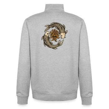 Chrysanthèmes du circuit Koi - Sweat zippé unisexe en coton bio Stanley/Stella - gris chiné - Dos - AI Model Male 185 light (185cm)