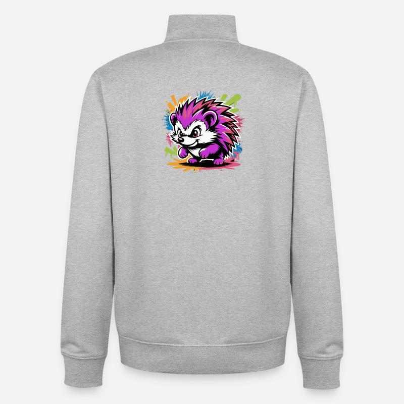 Neon Fraffiti Igel Farbexplosion - Unisex Organic Zip Sweatshirt von Stanley/Stella - Grau meliert