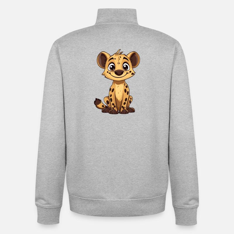 Dessin animé câlin Hya Hyène Boy - Sweat zippé unisexe en coton bio Stanley/Stella - gris chiné