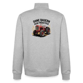  Ohne Bauern Kein Frühstück Roter Traktor - Unisex Organic Zip Sweatshirt von Stanley/Stella - Grau meliert - Hinten - AI Model Male 185 light (185cm)