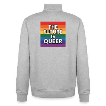 The Future is Queer - Pride Tee - Unisex Organic Zip Sweatshirt by Stanley/Stella - heather grey - Back - AI Model Male 185 light (185cm)