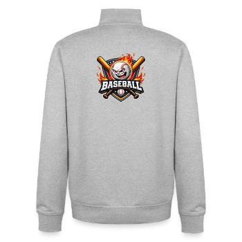 Flammendes Baseball-Maskottchen - Unisex Organic Zip Sweatshirt von Stanley/Stella - Grau meliert - Hinten - AI Model Male 185 light (185cm)