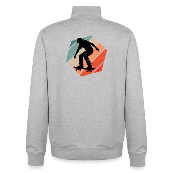 Vintage skateboarding design for skaters - Unisex Organic Zip Sweatshirt by Stanley/Stella - heather grey - Back - AI Model Male 185 light (185cm)