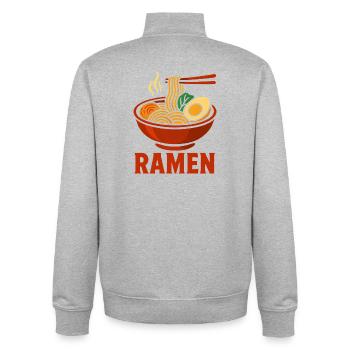 Illustration du bol de nouilles ramen - Sweat zippé unisexe en coton bio Stanley/Stella - gris chiné - Dos - AI Model Male 185 light (185cm)