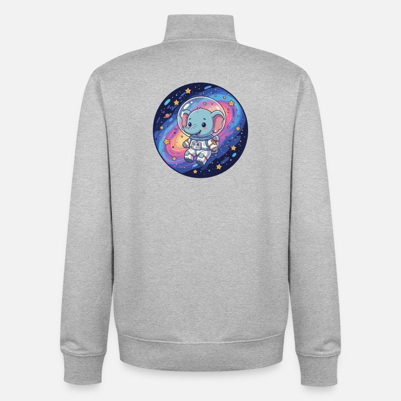Éléphant spatial dans le casque d’astronaute - Sweat zippé unisexe en coton bio Stanley/Stella - gris chiné
