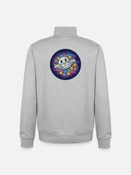 Cuddly UFO with star magic - Unisex Organic Zip Sweatshirt by Stanley/Stella - heather grey