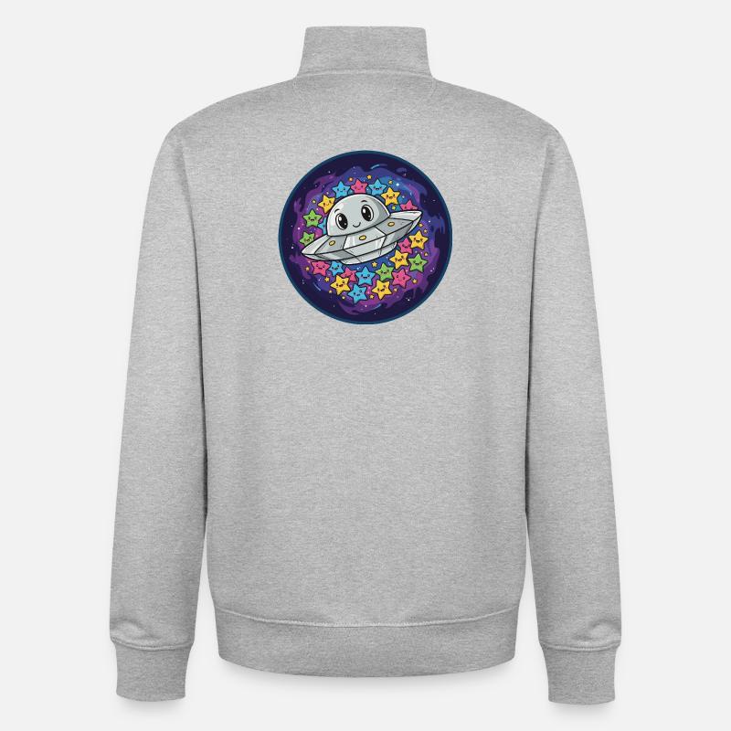 Kuscheliges UFO mit Sternenzauber - Unisex Organic Zip Sweatshirt von Stanley/Stella - Grau meliert