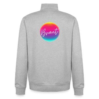 Team Braut! Cool  Neon Kreis Personalisierbar - Unisex Organic Zip Sweatshirt von Stanley/Stella - Grau meliert - Hinten - AI Model Male 185 light (185cm)