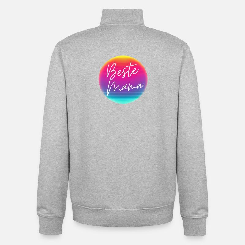 Best mom! Neon circle customizable - Unisex Organic Zip Sweatshirt by Stanley/Stella - heather grey