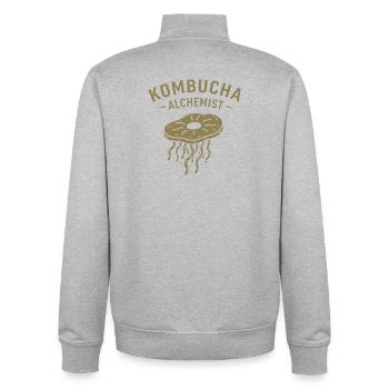 Minimalistische Kombucha Alchemist Gärung - Unisex Organic Zip Sweatshirt von Stanley/Stella - Grau meliert - Hinten - AI Model Male 185 light (185cm)