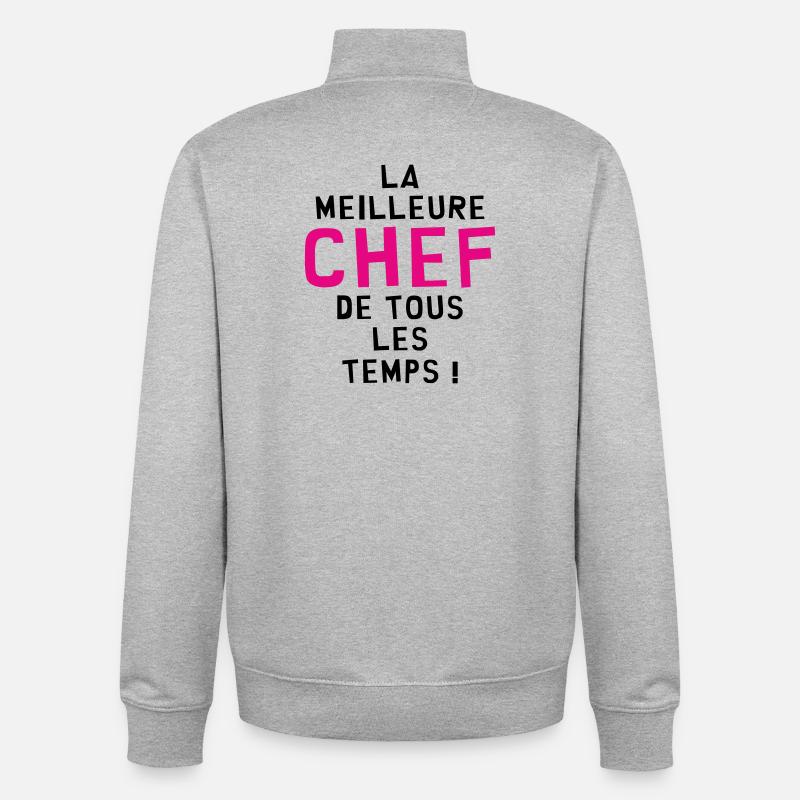 Meilleure Chef de tous les temps - Sweat zippé unisexe en coton bio Stanley/Stella - gris chiné