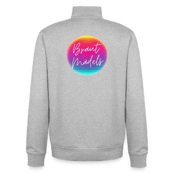 Braut-Mädels! Cool Neon Kreis Personalisierbar - Unisex Organic Zip Sweatshirt von Stanley/Stella - Grau meliert - Hinten - AI Model Male 185 light (185cm)