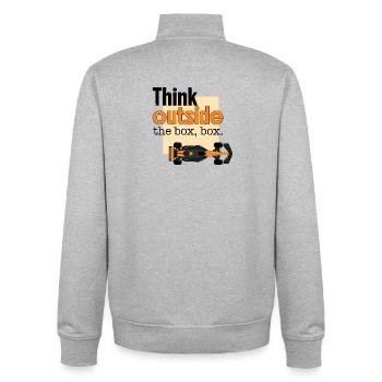 Denken Sie an Formel-Car-Rennen außerhalb der Boxen - Unisex Organic Zip Sweatshirt von Stanley/Stella - Grau meliert - Hinten - AI Model Male 185 light (185cm)